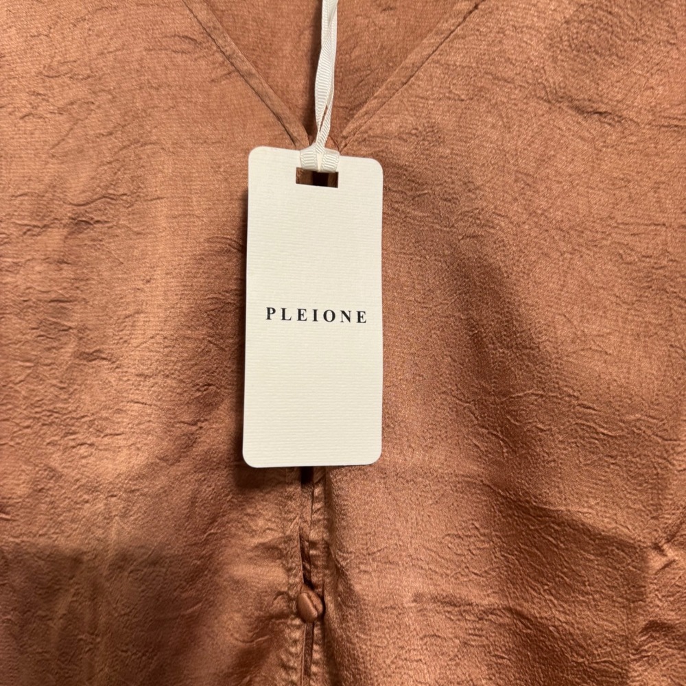 NWT Pleione Size M Rust Textured Blouse V-Neck Boho 70s Festival Western Peasant - Picture 8 of 9